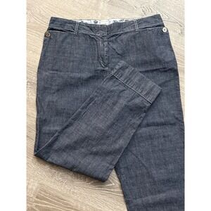 J Jill Women's Denim Capris Size 12 Button Detail Cropped Pants Sailor Wide leg